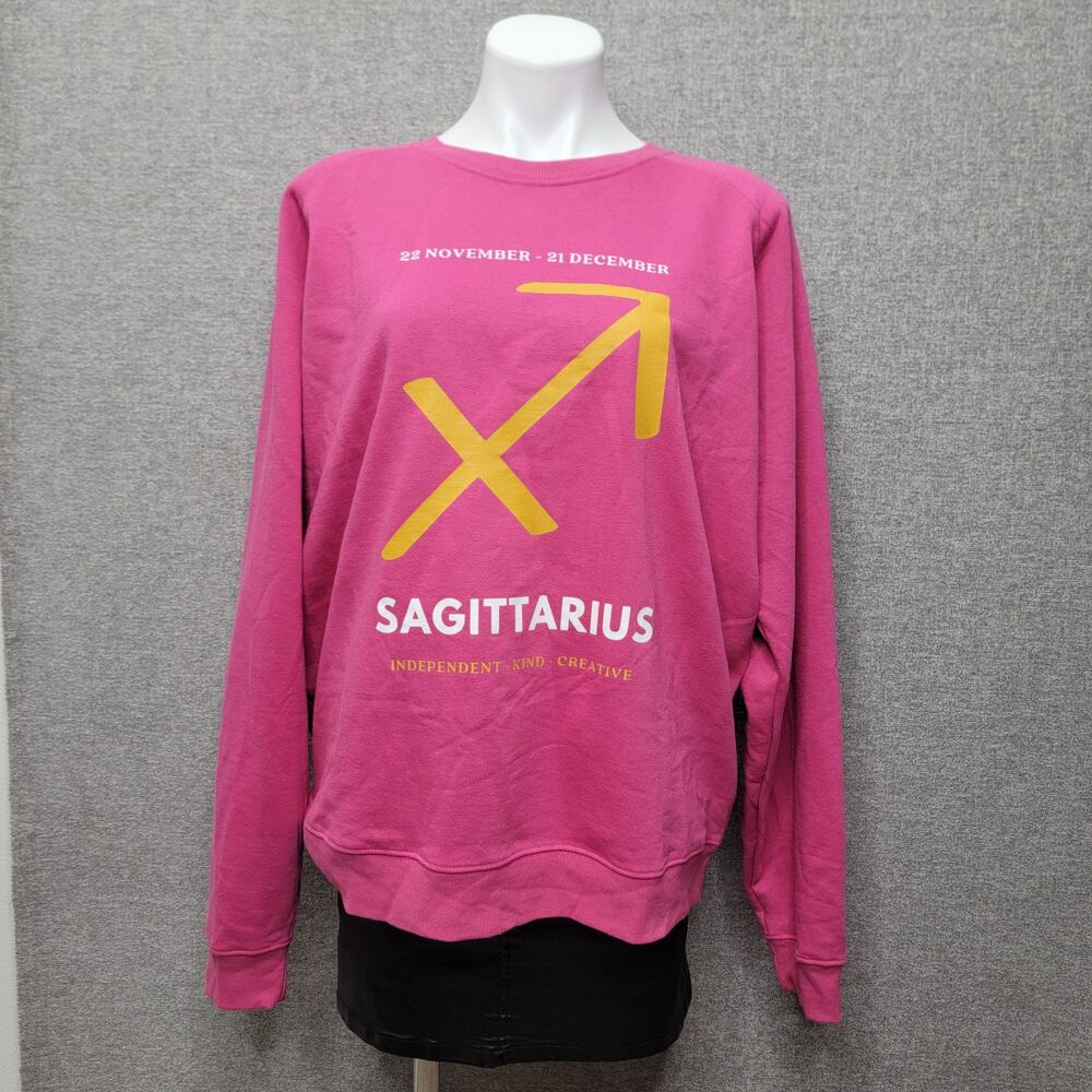 Anthropologie Zodiac Sweatshirt Sagittarius Pink XL
